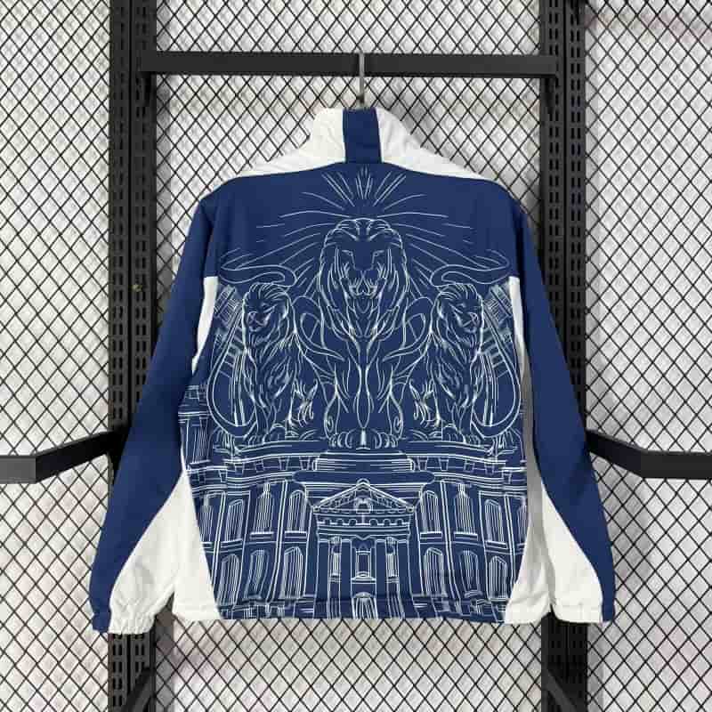 Thailand Quality(AAA) 2026 England White Blue Soccer Windbreaker
