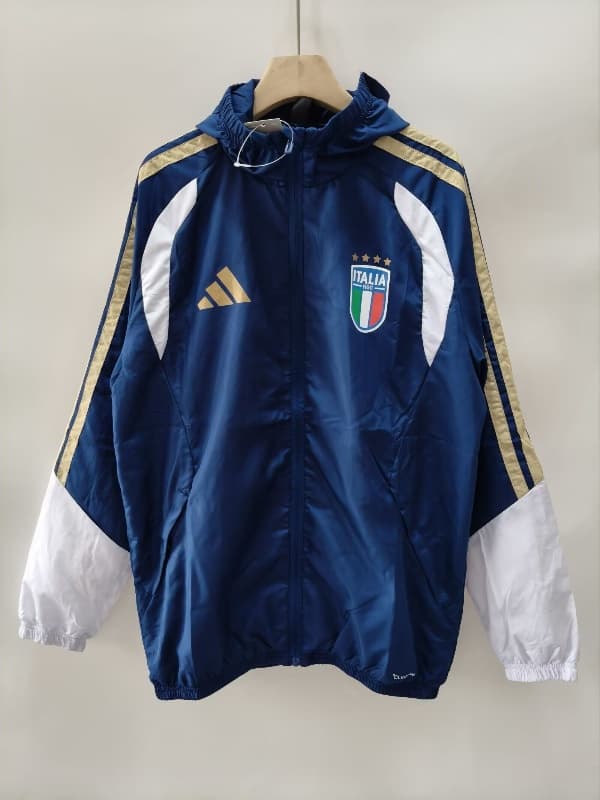 Thailand Quality(AAA) 2026 Italy Blue Soccer Windbreaker