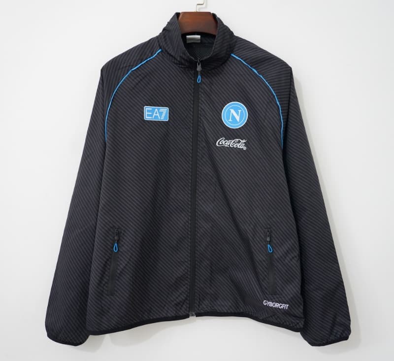 Thailand Quality(AAA) 26/27 Napoli Black Soccer Windbreaker