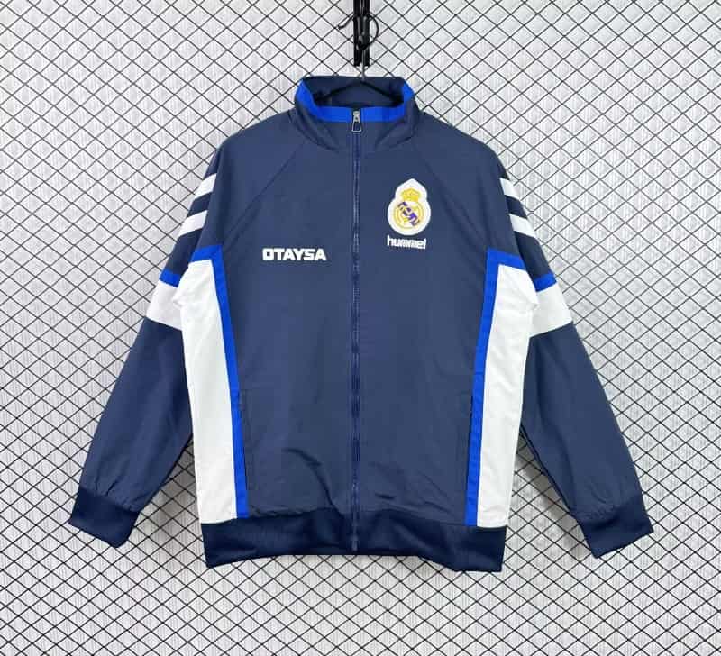 Thailand Quality(AAA) 1991/92 Real Madrid Dark Blue Soccer Windbreaker