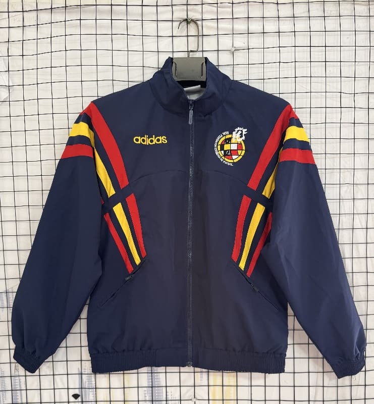 Thailand Quality(AAA) 1996 Spain Dark Blue Soccer Windbreaker