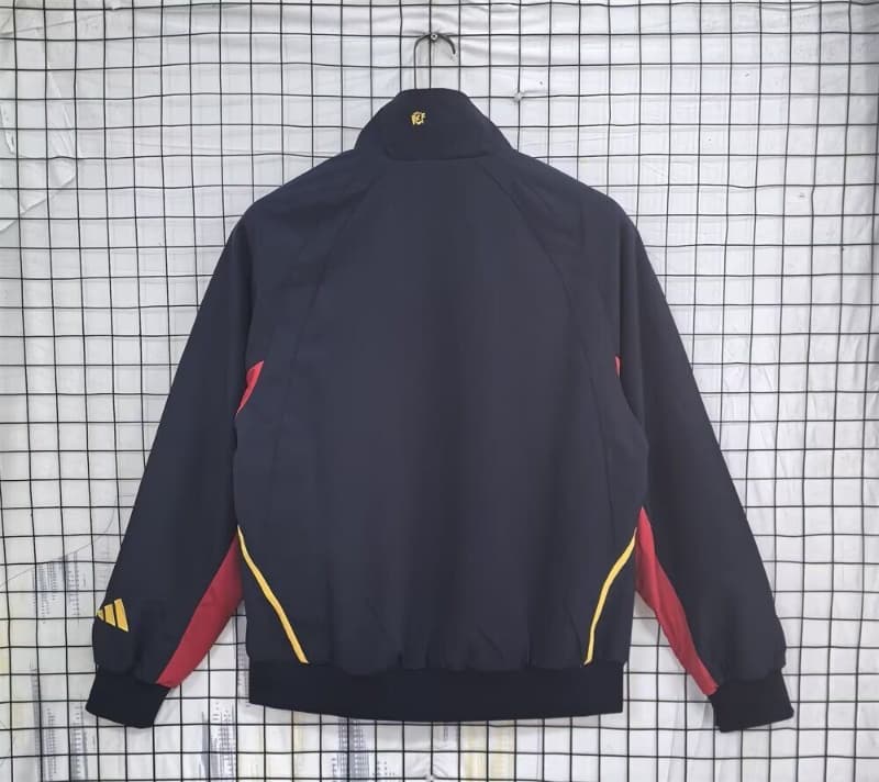 Thailand Quality(AAA) 2002 Spain Dark Blue Soccer Windbreaker
