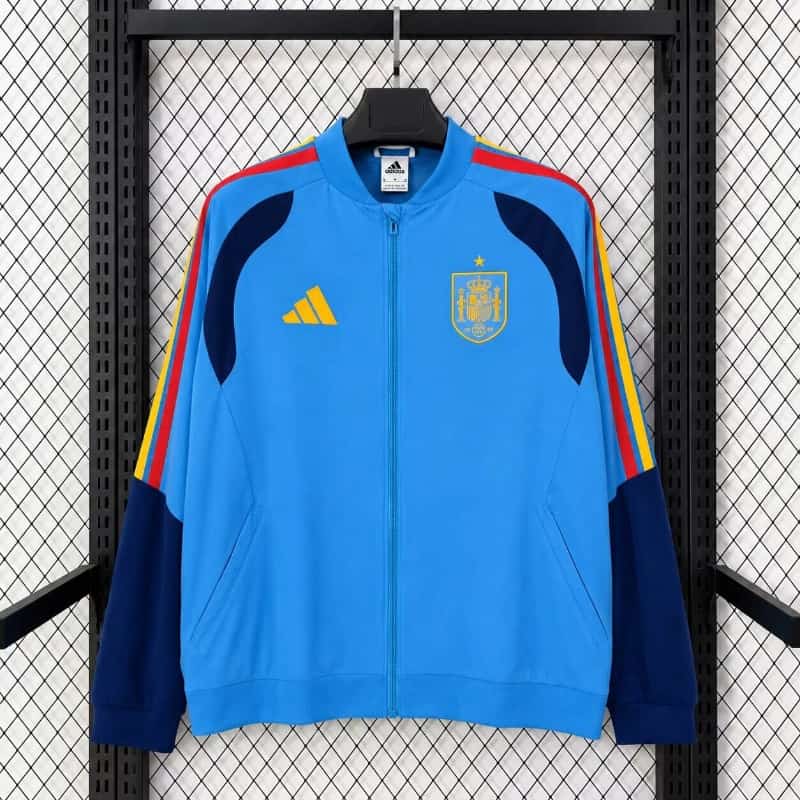 Thailand Quality(AAA) 2026 Spain Blue Soccer Windbreaker 02 Thailand Quality(AAA) 2026 Spain Blue Soccer Windbreaker 02