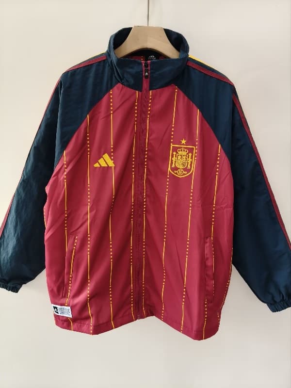 Thailand Quality(AAA) 2026 Spain Red Soccer Windbreaker 04