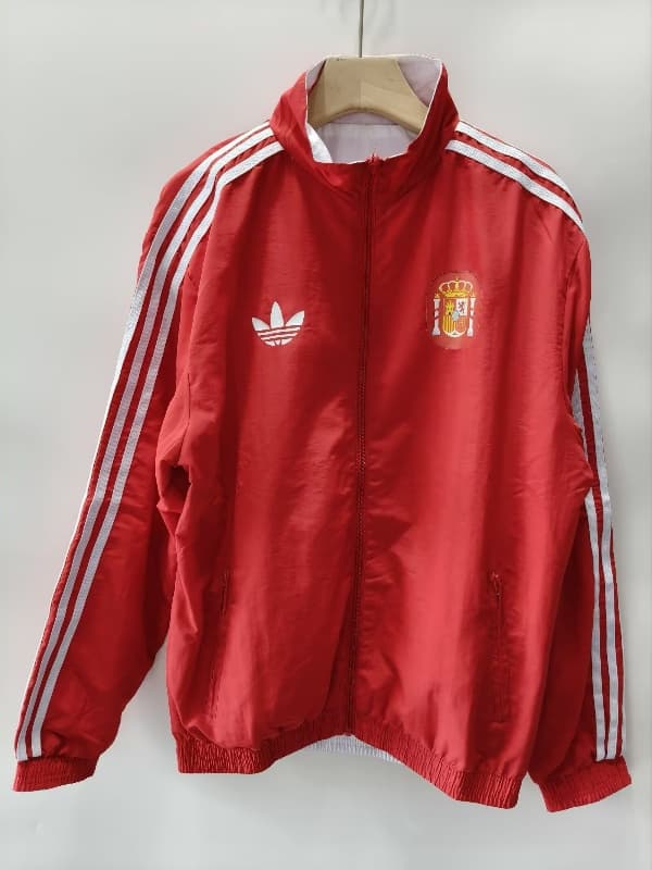 Thailand Quality(AAA) 2026 Spain Red White Reversible Soccer Windbreaker
