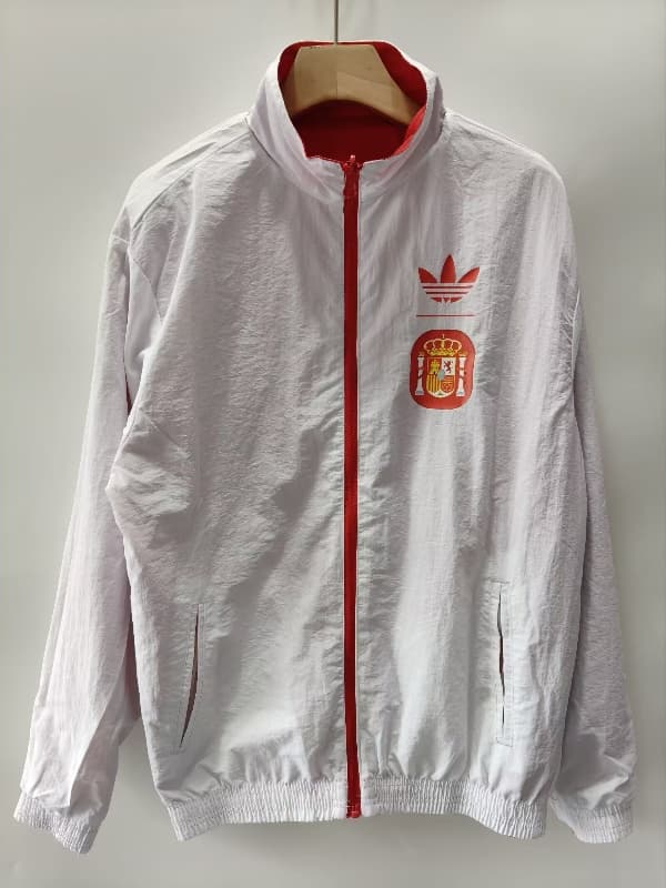 Thailand Quality(AAA) 2026 Spain Red White Reversible Soccer Windbreaker