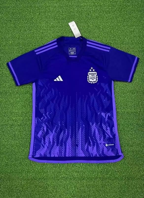 Thailand Quality(AAA) 2022 World Cup Argentina Away 3 Stars Soccer Jersey