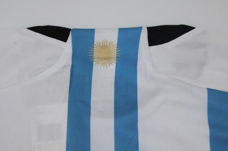Thailand Quality(AAA) 2022 Argentina World Cup Home 3 Stars Long Slevee Soccer Jersey