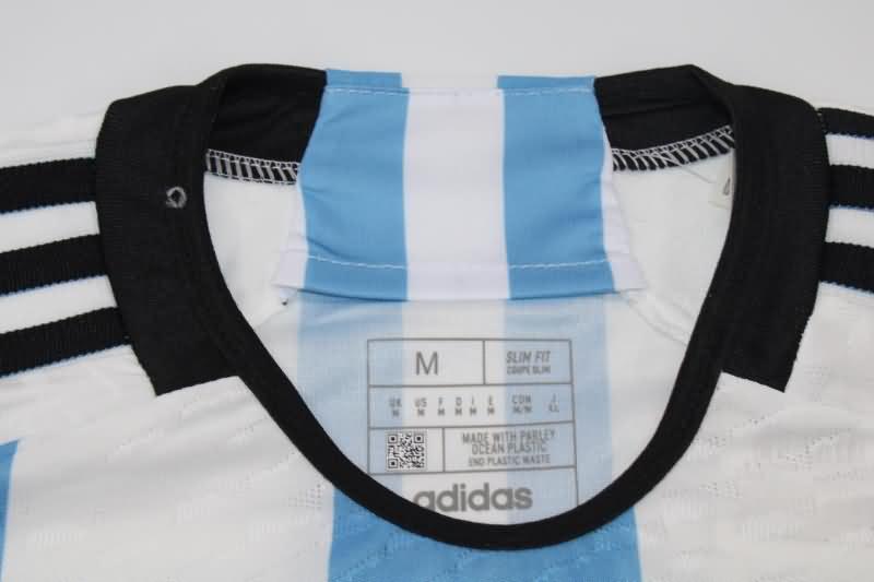 Thailand Quality(AAA) 2022 World Cup Argentina Home 3 Stars Soccer Jersey(Player)