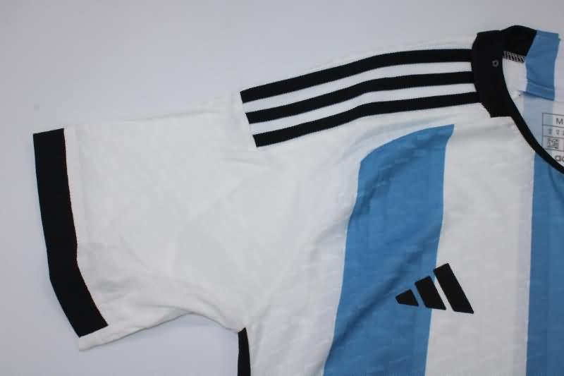 Thailand Quality(AAA) 2022 World Cup Argentina Home 3 Stars Soccer Jersey(Player)