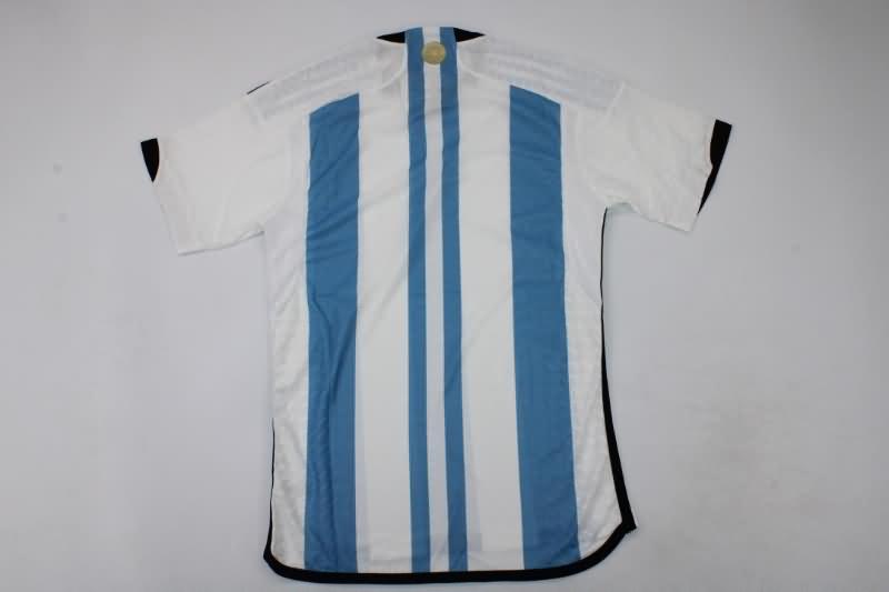 Thailand Quality(AAA) 2022 World Cup Argentina Home 3 Stars Soccer Jersey(Player)