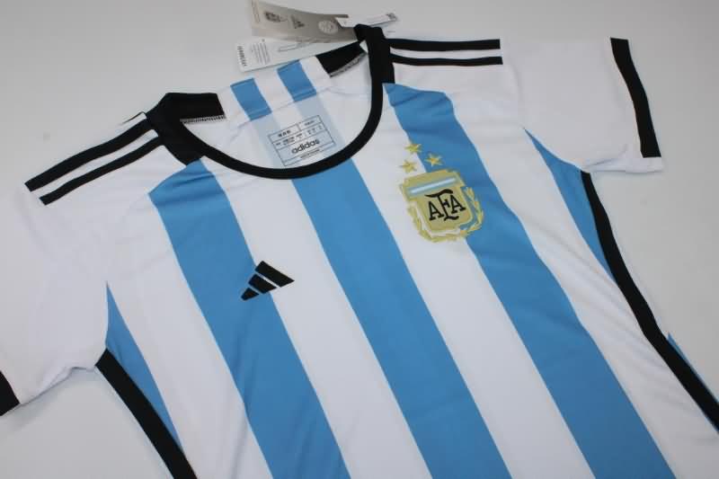 Thailand Quality(AAA) 2022 World Cup Argentina Home Women 3 Stars Soccer Jersey