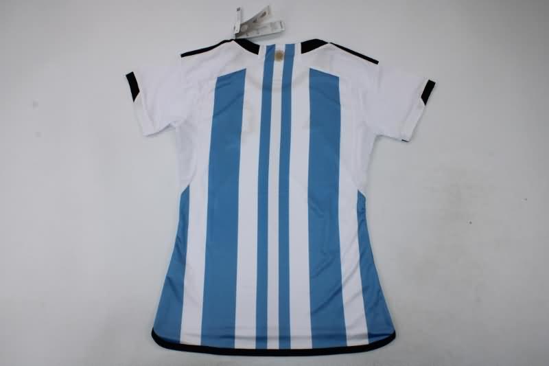 Thailand Quality(AAA) 2022 World Cup Argentina Home Women 3 Stars Soccer Jersey