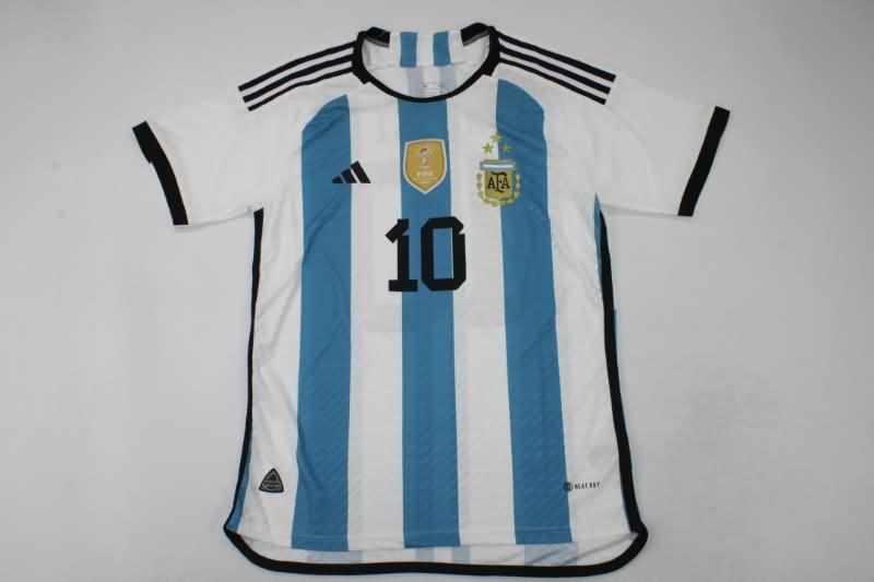 Thailand Quality(AAA) 2022 Argentina World Cup Signature 3 Stars Soccer Jersey