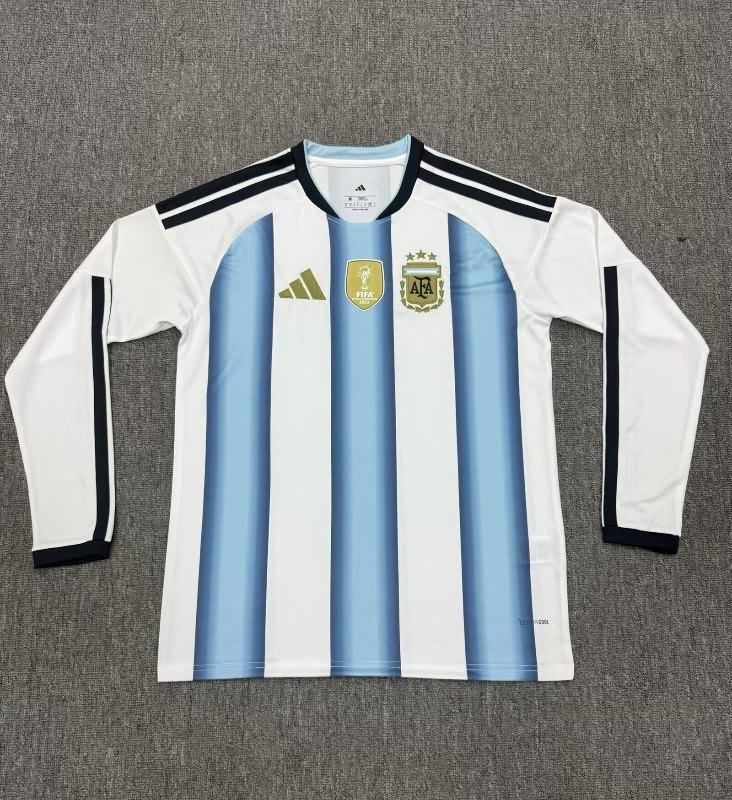 Thailand Quality(AAA) 2026 Argentina World Cup Home Long Sleeve Soccer Jersey Thailand Quality(AAA) 2026 Argentina World Cup Home Long Sleeve Soccer Jersey