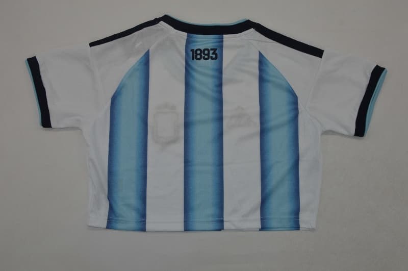 Thailand Quality(AAA) 2026 Argentina Home Women Cropped Soccer Jersey