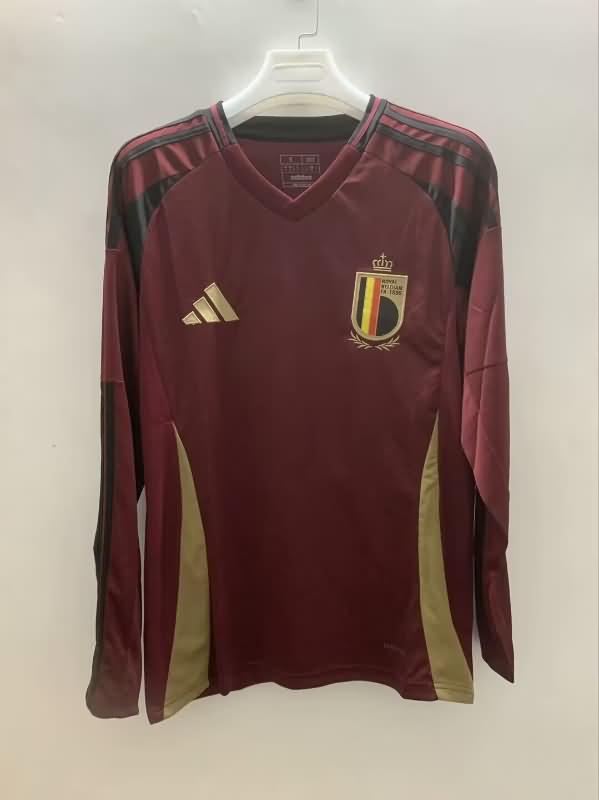 Thailand Quality(AAA) 2024 Belgium Home Long Sleeve Soccer Jersey