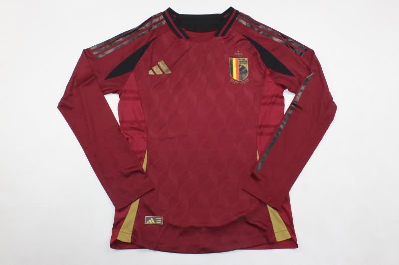 Thailand Quality(AAA) 2024 Belgium Home Long Sleeve Soccer Jersey (Player)