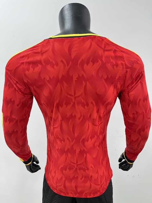 Thailand Quality(AAA) 2025 Belgium Home Long Sleeve Soccer Jersey (Player)