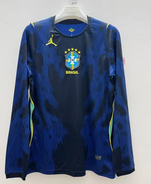 Thailand Quality(AAA) 2026 Brazil Away Long Sleeve Soccer Jersey