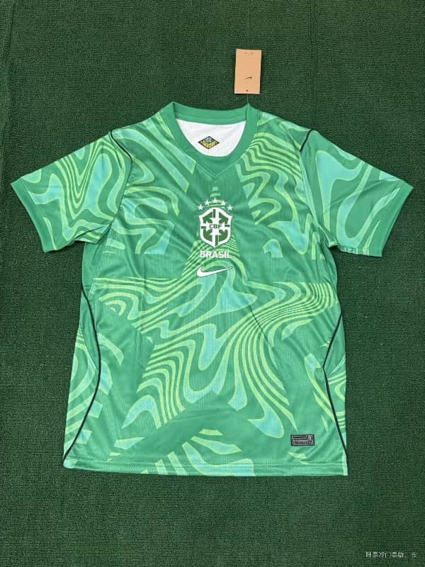 Thailand Quality(AAA) 2026 Brazil Goalkeeper Green Soccer Jersey 02