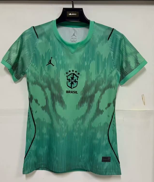 Thailand Quality(AAA) 2026 Brazil Goalkeeper Green Women Soccer Jersey