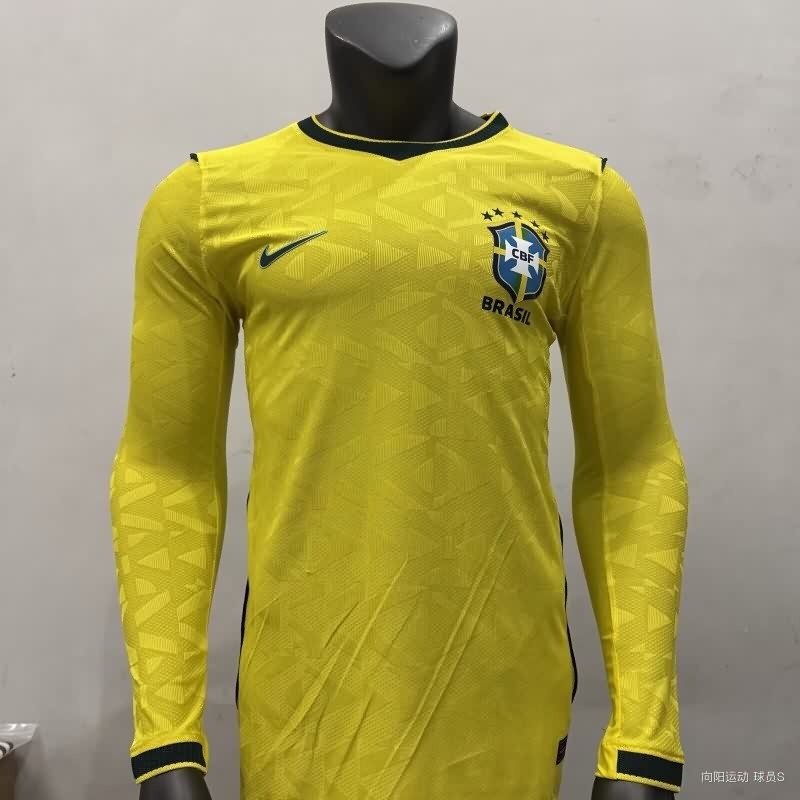 Thailand Quality(AAA) 2026 Brazil Home Long Sleeve Soccer Jersey (Player)
