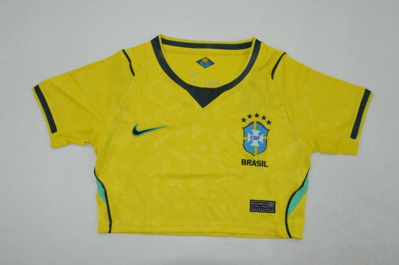 Thailand Quality(AAA) 2026 Brazil Home Women Cropped Soccer Jersey