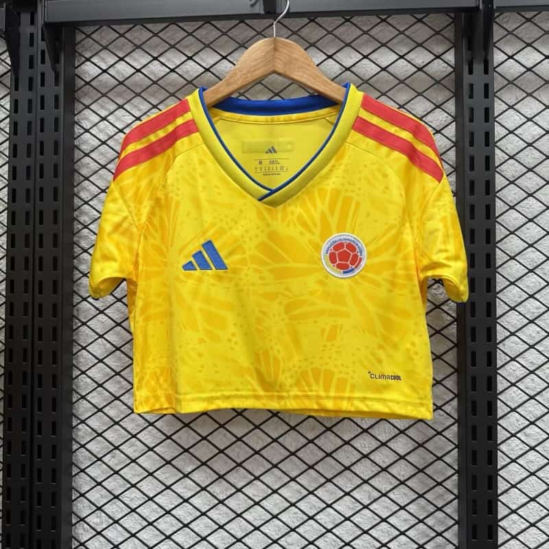 Thailand Quality(AAA) 2026 Colombia World Cup Home Women Cropped Soccer Jersey