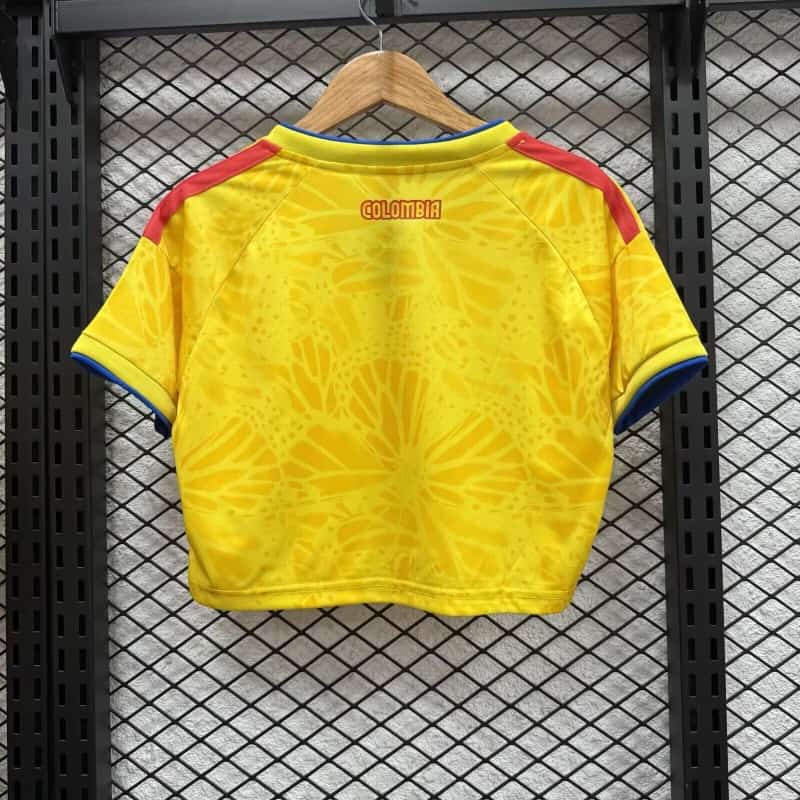 Thailand Quality(AAA) 2026 Colombia World Cup Home Women Cropped Soccer Jersey
