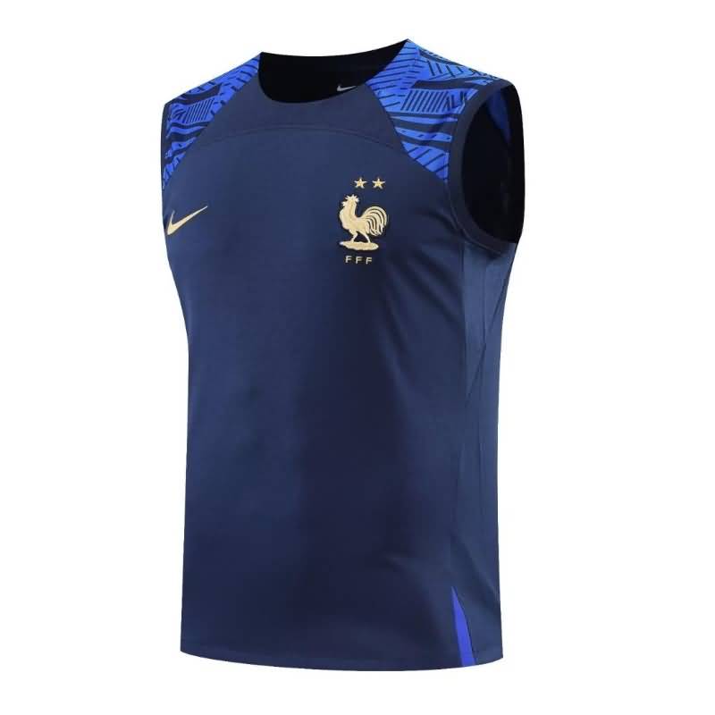 Thailand Quality(AAA) 2022 France Dark Blue Vest Soccer Jersey