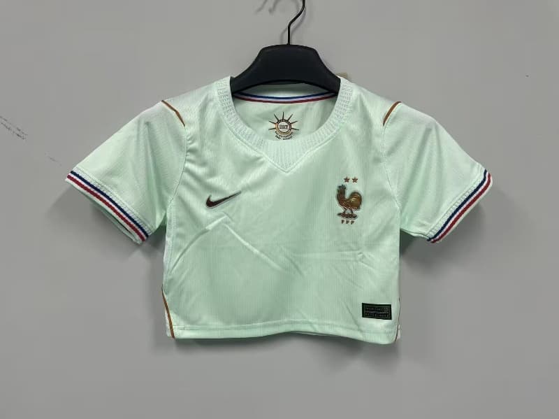 Thailand Quality(AAA) 2026 France World Cup Away Women Cropped Soccer Jersey