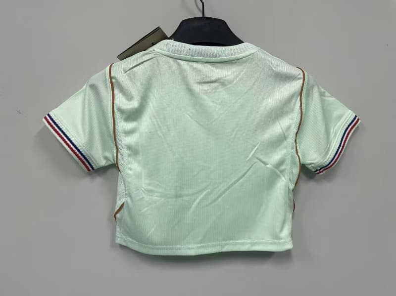 Thailand Quality(AAA) 2026 France World Cup Away Women Cropped Soccer Jersey