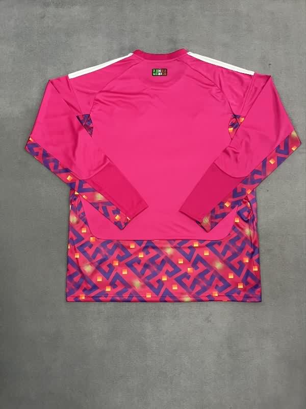 Thailand Quality(AAA) 2025 Mexico Goalkeeper Pink Long Sleeve Soccer Jersey