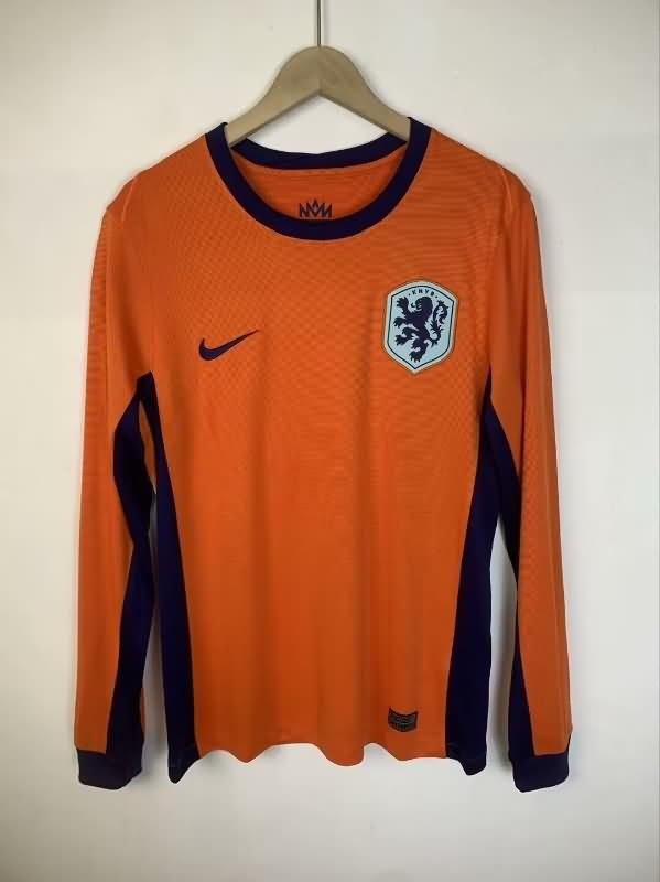 Thailand Quality(AAA) 2024 Netherlands Home Long Sleeve Soccer Jersey