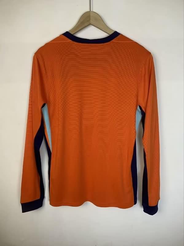 Thailand Quality(AAA) 2024 Netherlands Home Long Sleeve Soccer Jersey