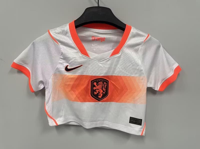 Thailand Quality(AAA) 2026 Netherlands Away Women Cropped Soccer Jersey