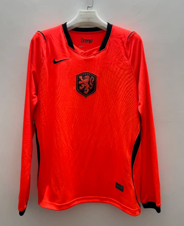 Thailand Quality(AAA) 2026 Netherlands Home Long Sleeve Soccer Jersey Thailand Quality(AAA) 2026 Netherlands Home Long Sleeve Soccer Jersey