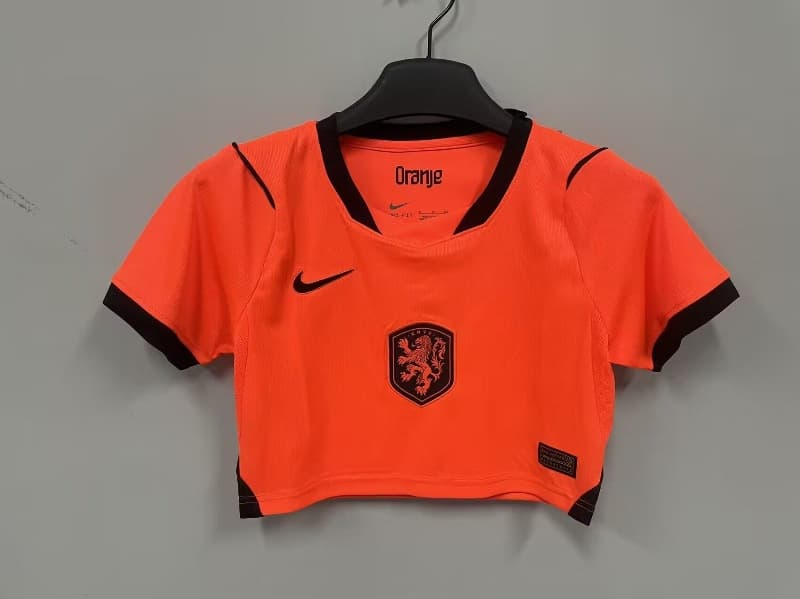 Thailand Quality(AAA) 2026 Netherlands Home Women Cropped Soccer Jersey Thailand Quality(AAA) 2026 Netherlands Home Women Cropped Soccer Jersey