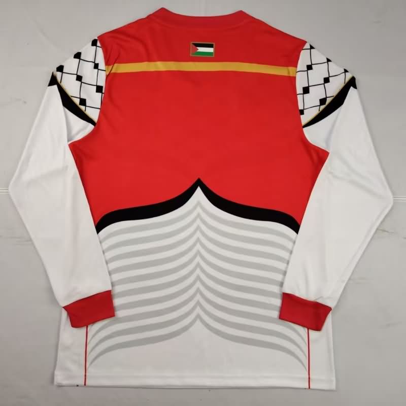 Thailand Quality(AAA) 2025 Palestine White Long Sleeve Soccer Jersey