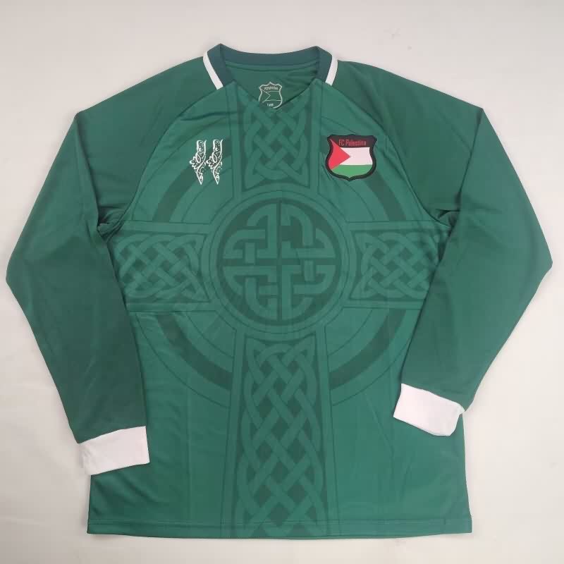 Thailand Quality(AAA) 2026 Palestine Green Long Sleeve Soccer Jersey