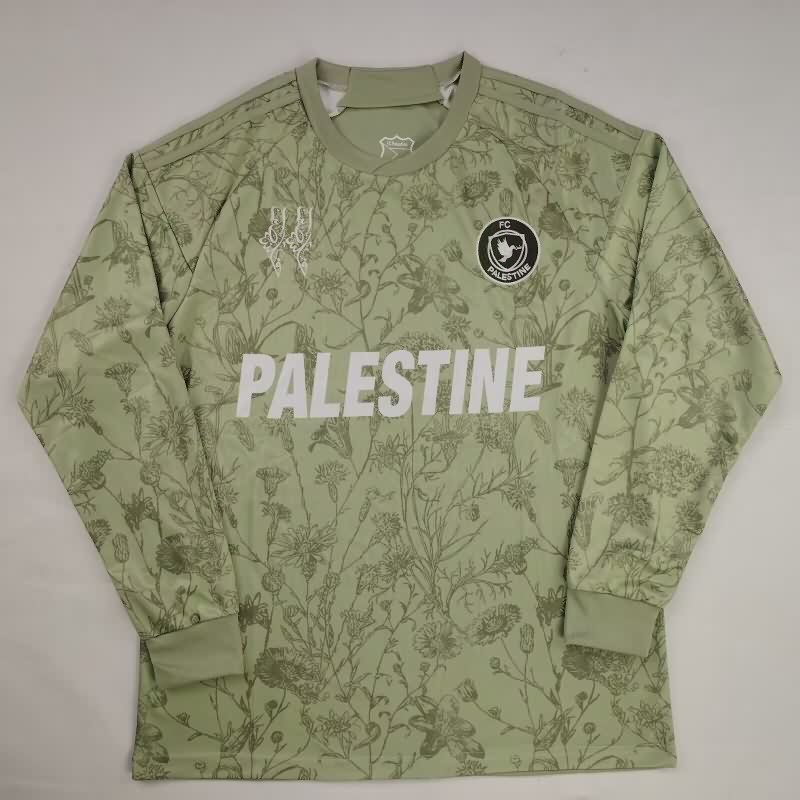 Thailand Quality(AAA) 2026 Palestine Light Green Long Sleeve Soccer Jersey
