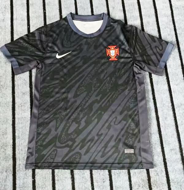 Thailand Quality(AAA) 2024 Portugal Goalkeeper Black Soccer Jersey