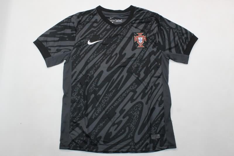 Thailand Quality(AAA) 2024 Portugal Goalkeeper Black Soccer Jersey