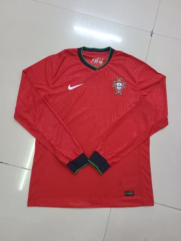 Thailand Quality(AAA) 2024 Portugal Home Long Sleeve Soccer Jersey (Player)
