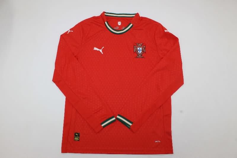 Thailand Quality(AAA) 2025 Portugal Home Long Sleeve Soccer Jersey