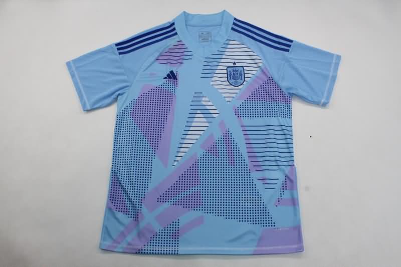 Thailand Quality(AAA) 2024 Spain Goalkeeper Blue Soccer Jersey