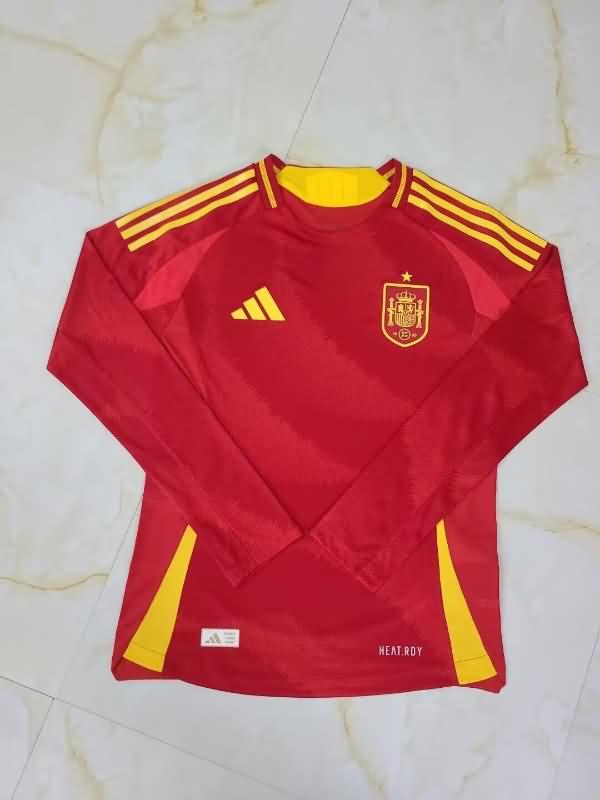 Thailand Quality(AAA) 2024 Spain Home Long Sleeve Soccer Jersey