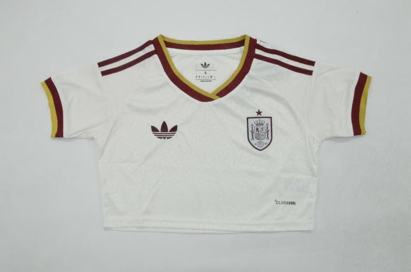 Thailand Quality(AAA) 2026 Spain World Cup Away Women Cropped Soccer Jersey