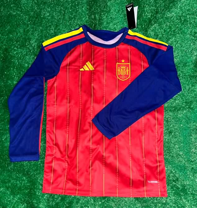 Thailand Quality(AAA) 2026 Spain World Cup Home Long Sleeve Soccer Jersey Thailand Quality(AAA) 2026 Spain World Cup Home Long Sleeve Soccer Jersey